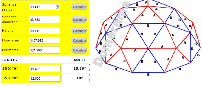 geodesic dome angle calculator